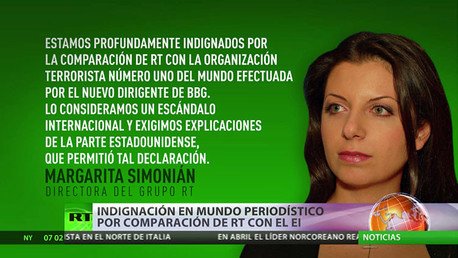 Indignación en mundo periodístico por comparación de RT con el EI