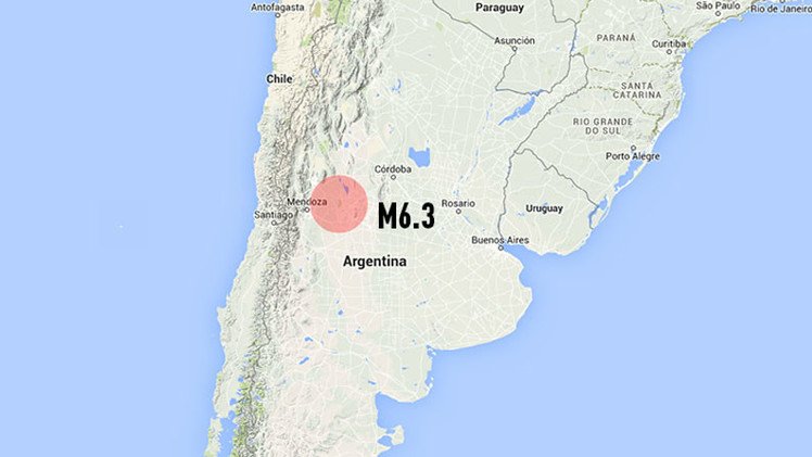 Un sismo de magnitud 6,3 se registra en Argentina