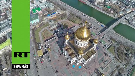 La imponente catedral moscovita de Cristo Salvador a vista de drone
