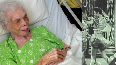 Reacción de una mujer de 102 años al verse por primera vez bailando en su juventud