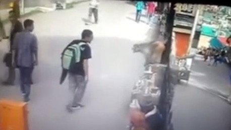 Un joven muestra el dedo medio a un mono e instantáneamente recibe su merecido