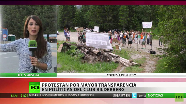 Protestan pidiendo transparencia en la política del grupo Bilderberg