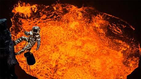 Impactantes imágenes desde el cráter de un volcán activo grabadas por un director del cine