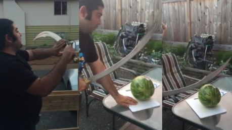 "Voy a cortar la sandía con mi cimitarra"