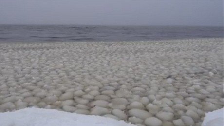 "De otro planeta": bolas de nieve flotantes cubren un lago en EE.UU. (Videos)