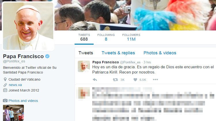 El papa Francisco: "Este encuentro con el patriarca Kiril es un regalo de Dios"