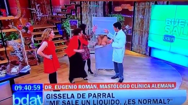 Una modelo en 'topless' se desmaya en pleno directo en un programa de salud chileno