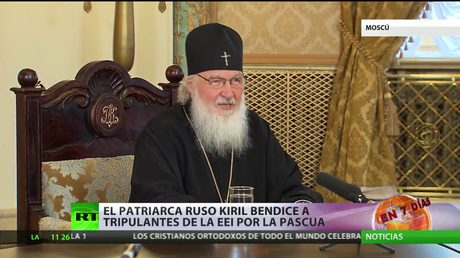 El patriarca Kiril bendice a los tripulantes de la EEI por la Pascua