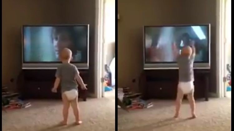 Si te falta motivación mira cómo este adorable niño se entrena con Rocky Balboa