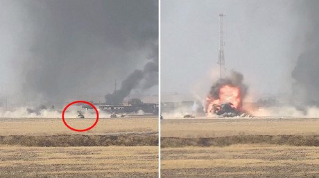 FUERTE VIDEO: Un coche bomba del EI siembra el pánico y explota contra una columna de tanques iraquí