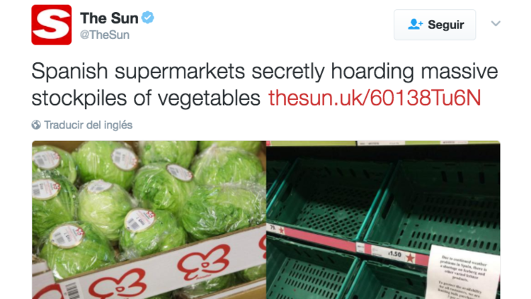 'The Sun' acusa a España de "almacenar secretamente" lechugas