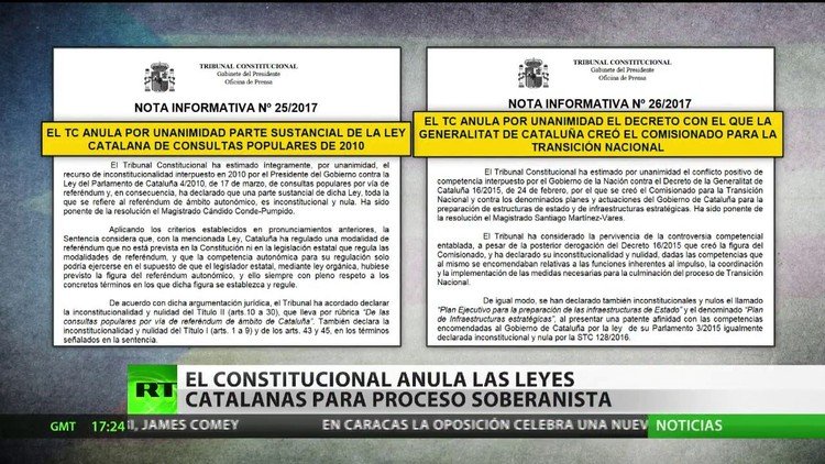 España: el Tribunal Constitucional anula las leyes catalanas para el proceso soberanista 