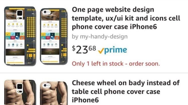 Juguetes sexuales, drogas y jamón: Las fundas para móviles que vende un 'bot' enloquecido de Amazon