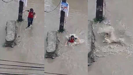 VIDEO: Una joven cae por una alcantarilla y reaparece 20 metros más adelante