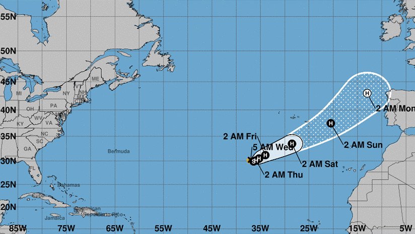Un huracán se dirige hacia Portugal y España