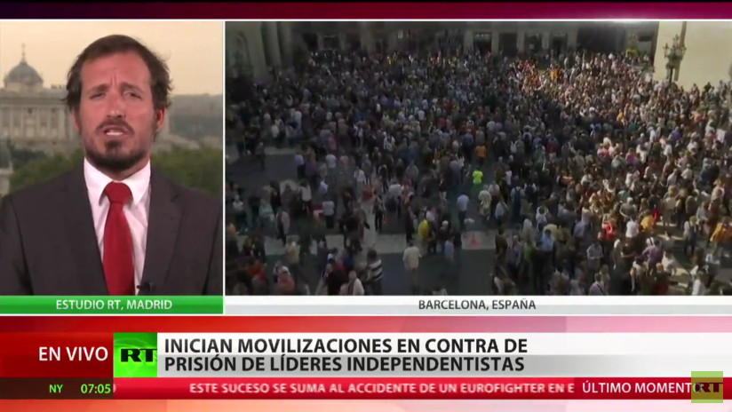 Cataluña: Movilizaciones tras el encarcelamiento de dos líderes del movimiento independentista