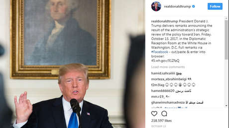 "Sus bolsillos están llenos de dólares árabes": Los iraníes arremeten contra Trump en Instagram