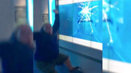 Broma infartante: Un hombre casi es devorado por un 'tiburón' tras ignorar un cartel de peligro