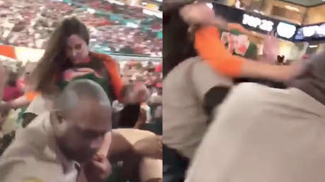 VIDEO: Un policía 'tranquiliza' a una aficionada ebria con un gancho en la mandíbula