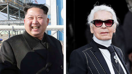 Foto: El diseñador de moda Karl Lagerfeld dibuja una caricatura de Kim Jong-un