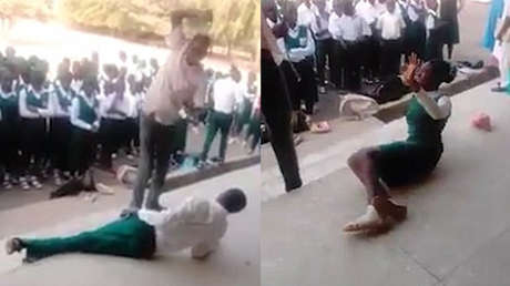 FUERTE VIDEO: Un maestro azota en público a sus estudiantes por no asistir a clases