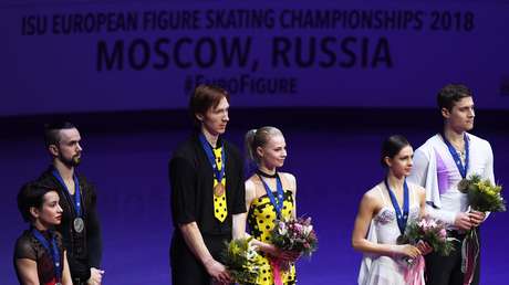 Deportistas rusos de patinaje artístico en pareja ocupan todo el podio del Campeonato de Europa
