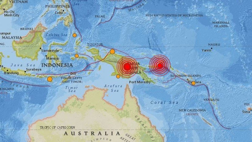 Se registran dos fuertes sismos en Papúa Nueva Guinea
