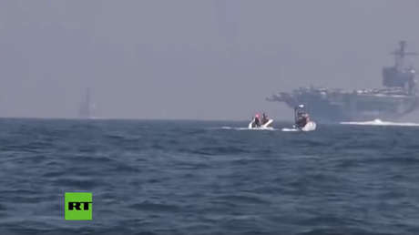 VIDEO: Lanchas iraníes persiguen a un portaviones de EE.UU. en el estrecho de Ormuz