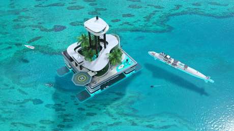 Abstenerse gente común: Así se ve una lujosa isla flotante artificial con playa y jungla propias