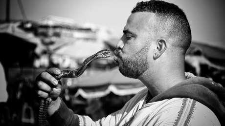 Quien con fuego  juega..: Se divierte con una serpiente y recibe una picadura en la cara (VIDEO)