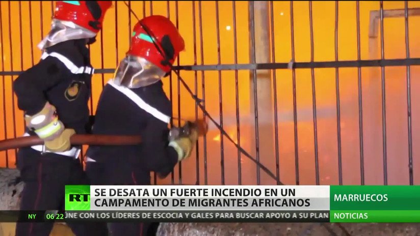 Se desata un fuerte incendio en un campamento de migrantes africanos en Marruecos