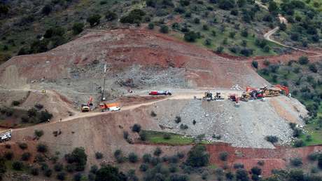 Imágenes aéreas muestran la magnitud de los trabajos de rescate del niño español que cayó a un pozo