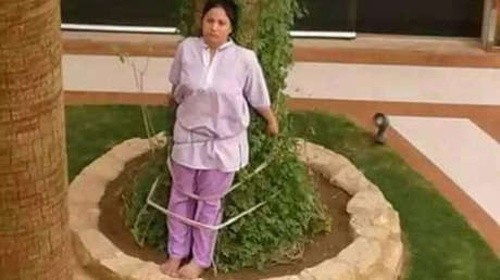 Un patrón adinerado de Arabia Saudita castiga a una criada filipina atándola a un árbol (FOTOS)