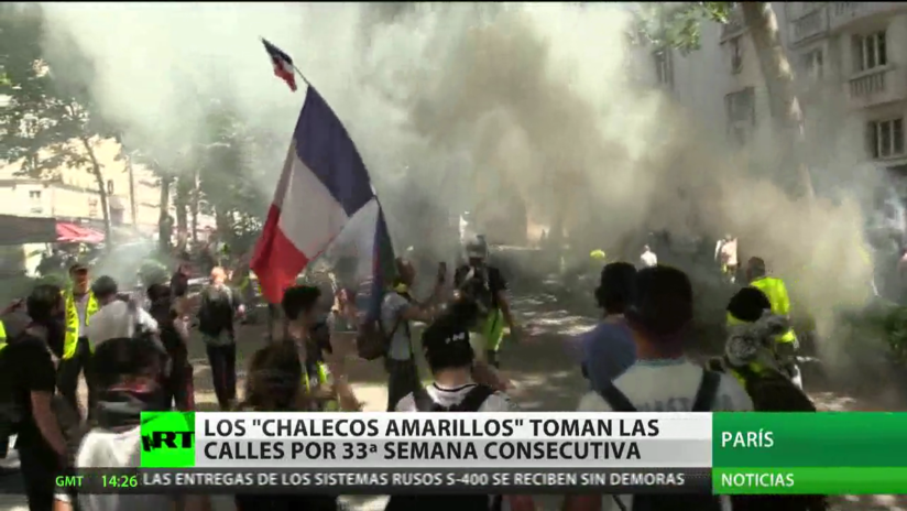 Los 'chalecos amarillos' salen a las calles en su 33.º semana consecutiva de protestas