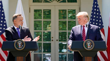 VIDEO: Captan una telaraña entre los micrófonos de Trump y Duda durante su rueda de prensa en la Casa Blanca