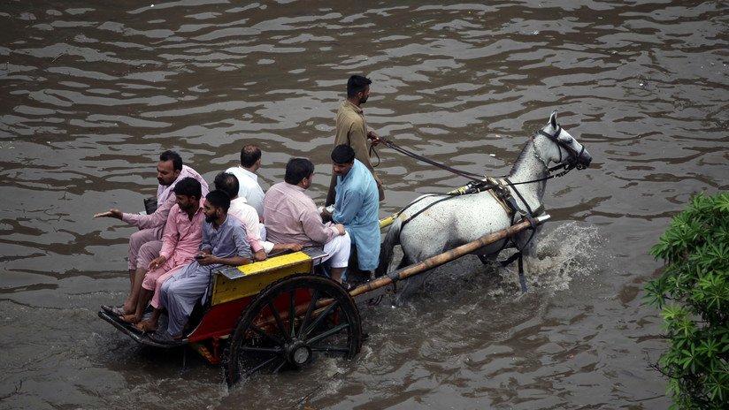 'Investigación a fondo': Un reportero paquistaní habla a la cámara con el agua al cuello (VIDEO)