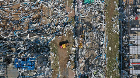 Imágenes aéreas muestran las devastadoras consecuencias del paso de un potente tornado en China