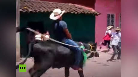 VIDEO: Vecinos de una localidad de México beben sangre de un toro vivo en honor a su santa patrona