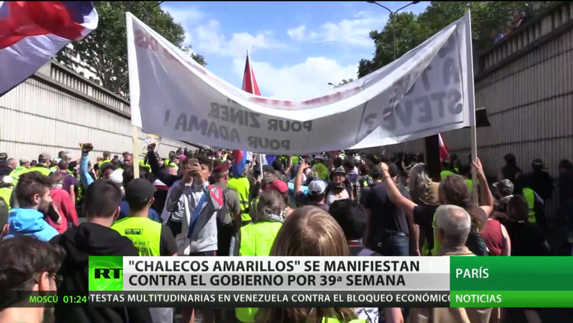 Los 'chalecos amarillos' vuelven a tomar las calles de Francia en su 39.º semana de protestas