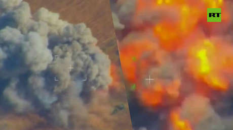 VIDEO: La aviación rusa destruye artillería y escondites de terroristas en Siria