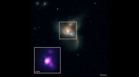 FOTO: Captan un fenómeno "extremadamente raro" de tres agujeros negros supermasivos a punto de colisionar