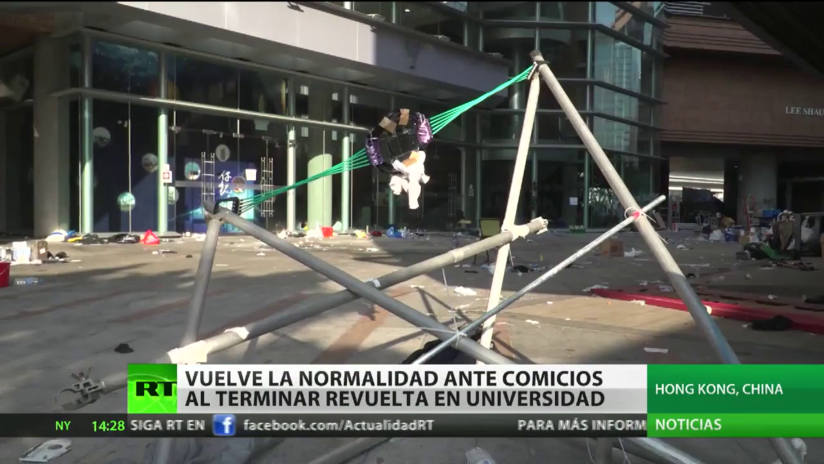 Vuelta a la normalidad después de que termine la revuelta en una universidad de Hong Kong