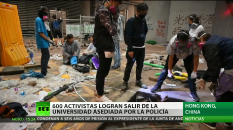 Disminuye la tensión en la Universidad Politécnica de Hong Kong tras la salida de 600 activistas