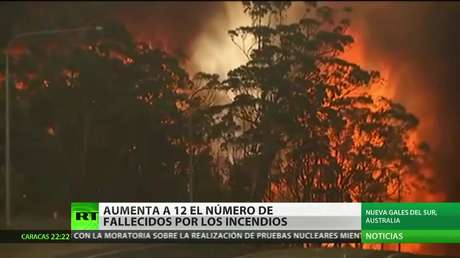 Aumenta a 12 el número de fallecidos por los incendios en Australia