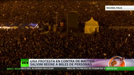Protesta en Italia en contra de Matteo Salvini reúne a miles de personas