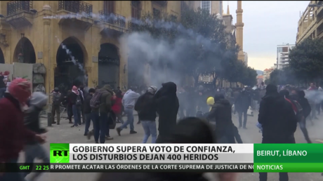 El Gobierno del Líbano supera voto de confiaza mientras que las protestas dejan 400 heridos
