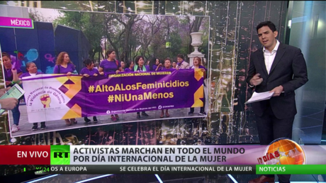 Activistas marchan en todo el mundo por el Día Internacional de la Mujer