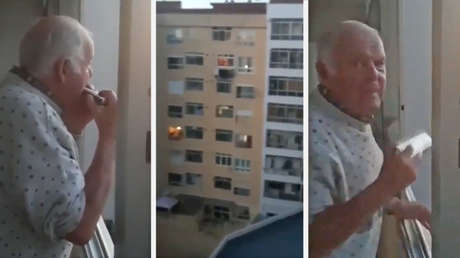 VIDEO: El anciano con alzhéimer que toca su armónica en medio de la cuarentena en España y cree que los aplausos son para él