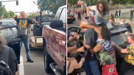 VIDEOS: Un hombre apunta con un arco a manifestantes que protestaban por la muerte de George Floyd y recibe una paliza