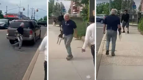 VIDEOS: Un hombre armado con garras metálicas como 'Wolverine' amenaza a manifestantes en Nueva York